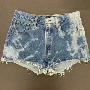 Levi's Cut off Women’s Denim Shorts Size 31 Blue White Bleached & Distressed